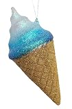 Blue Glitter Swirl Ice Cream Cone Christmas Ornament