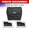 Nikon Coolpix P90 accessory kit. (2) EN-EL5 replacement batteries and Nikon P90 fabric case.