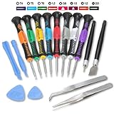 Acentix® - 16 in 1 Repair Opening Tools Kit Screwdriver Set For iPhone 6 5S 5C 5 4S 4 iPad Air iPad 4 3 2 Mini iPods Samsung Galaxy S4 S3 S2 Note 1 Note 2 Note 3 Mega HTC One X Sensation XL EVO Radar Nokia Lumia 920 800 N8 N9 Blackberry - Universal