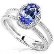 2ct TW Tanzanite & Diamond Ring in 14kt White Gold - Size 6.5