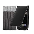 4G Touch Luxury Black Genuine Leather Flip Case Cover & Screen Protector for New Apple iPod Touch 4th Generation - 8GB 32GB 64GB