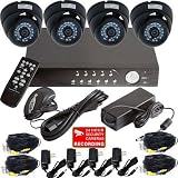 VideoSecu CCTV 4 Channel Audio Video H.264 Security Surveillance DVR System, including Stand Alone Real Time Digital Video Recorder with 1000GB Hard Drive, 4 Outdoor Day Night Vision CCD Security Cameras 420TVL, 4 Pack 50 Feet Video Power Cable, Camera Power Supply 1R3