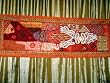 Spectacular Orange Beaded Zardozi India Sari Tapestry Wall Hanging Table Runner