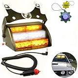 HQRP Amber / White 18 LED Car Emergency Vehicle Warning Strobe Light 4 Flash Mode plus HQRP UV Meter