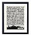 Boston Landmarks Skyline and Typography, Vintage Dictionary Art Print, Antique Wall Art Home Decor, Modern Boho Poster, Farmhouse Decoration Living Room Bedroom Office 8x10 Inches, Ready To Frame
