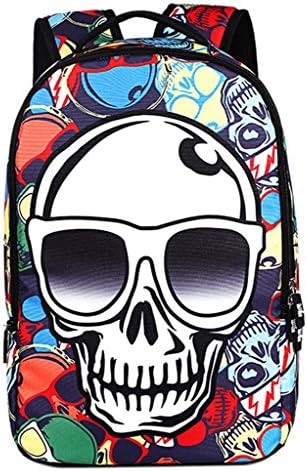 Linbag Lightweight Cool Skull Boys School Bag Backpack for Teens Green