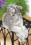 Pack of 2 Weathered Sitting Angel Outdoor Garden Statues