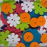 Favorite Findings 48-Piece Big Bag of Felt Buttons, Bright Blossoms