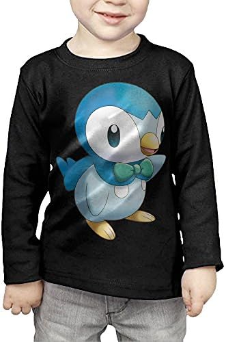 MHGJ Toddler Boy's &amp; Girl's Piplup Character Long Sleeve T Shirts 3 Toddler Black
