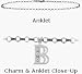 Diamond Initial B White Gold 10 Charm Anklet