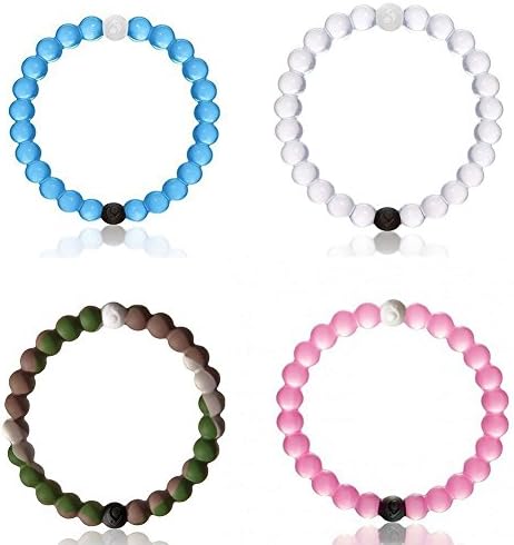 Jeansweet Silicone Bracelets Bangles Mud From Dead Sea Water From Mt Everest Friendship Bracelets (White+Blue+Pink+Camo, Large)