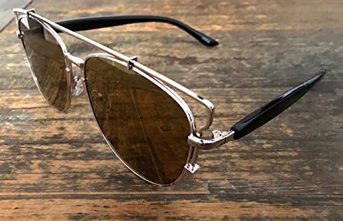 FANSENKA Flat Lens Flat Top Technologic Mirror Metal Frames Multicolor Sunglasses Silver+Gray Lens