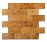 Gold / Yellow Travertine 2 X 4 Honed CNC Arched Brick Mosaic - 6