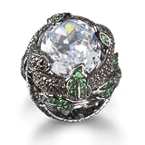 White CZ Center Snake Wrapped Cocktail Ring