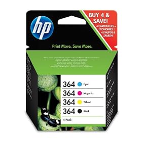 HP 364 Black Cyan Magenta & Yellow Ink Cartridges for B109n B110a B110c B110e C309a C410b C309n C309g C310a B209a B209c B210a B210c B010a B109a B109d B109f B8550 C5324 C5380 C6324 C6380 D5460 Photosmart Printers