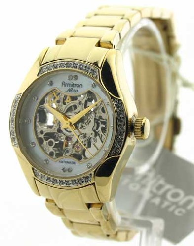 Womens Armitron Steel Automatic Crystal MOP Watch 75-3720MPGP