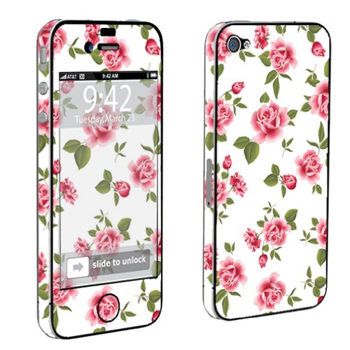 Apple iPhone 4 or 4s Full Body Decal Vinyl Skin - White Rose Garden By SkinGuardz Apple iPhone 4 or 4s Full Body Decal Vinyl Skin - White Rose Garden By SkinGuardz