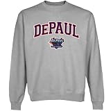NCAA DePaul Blue Demons Logo Arch Applique Crew Neck Fleece Sweatshirt - Ash