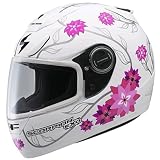 Scorpion Black Dahlia EXO-700 Sports Bike Motorcycle Helmet – Color: Matte White Size: Large