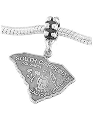 Sterling Silver State of South Carolina Dangle Bead Charm
