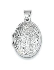 14k White Gold Domed Oval Locket