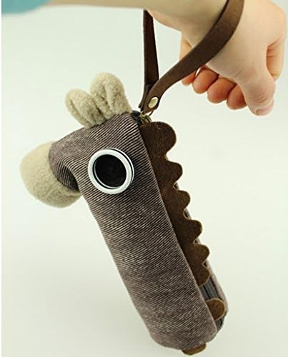 4 Color Creative Cute Coconut Colt Pony Horse Pencil Case Large Capacity Stationery Canvas Pencil Bag Color:Dark Grey
