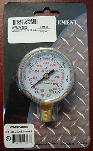 WeldmarkREPLACEMENT PRESSURE GAUGE - 4000PSI - 2.0"
