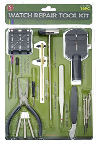 SE JT6221B 16-Piece Watch Battery and Band Replacement Tool Kit