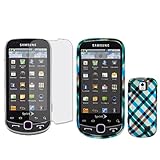Samsung Intercept Moment 2 M910 Combo Blue Plaid Protective Case Faceplate  ....