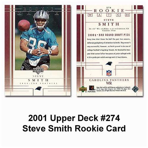 2001 Upper Deck Carolina Panthers Steve Smith Rookie Card