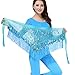 ZLTdream Women's Belly Dance Tassels Triangle Hip Scarf With Coins Sequins