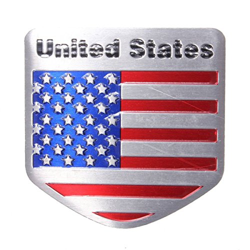 AUDEW 3D Alloy Metal Universal Car Badge Emblem Decal Sticker United States USA Flag