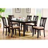 7pc Contemporary Cappuccino Finish Wood Dining Table & Chair Set