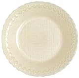 Bottom Painted Glass Fleur De Lis Design Cream Charger Plate 12.5" D Set of Two