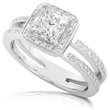 1 1/3ctw Princess Cut Diamond Engagement Ring Set in 14k White Gold (HI/SI-I1)