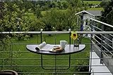 BUTLER Balkon-Hängetisch wetterfeste Platte halbrund 100x50 cm klappbar anthrazit Best Möbel