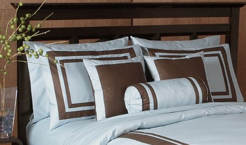 Blue and Chocolate Hotel Spa Collection Duvet Cover 6 piece Bedding Set - Queen Size Blue and Chocolate Hotel Spa Collection Duvet Cover 6 piece Bedding Set - Queen Size