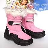 HOGOTEX Outdoor Boots Snowboots für Mädchen Kinderschuhe Winterstiefel mit HOGOTEX Klima-Membrane mit lustigem Fellbesatz rosa-pink