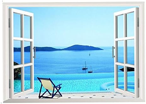 3D Window Home Decor Wall Sticker Wall Decals Beautiful Sea Mural