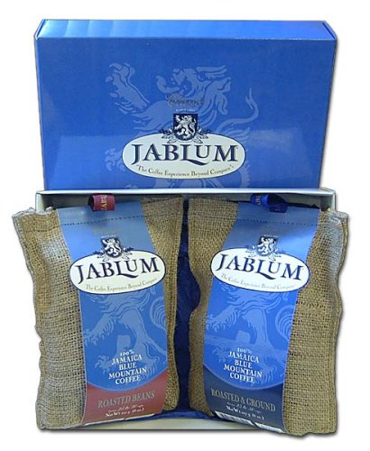 Jablum Jamaica Blue Mountain Coffee, Whole Bean and Ground Gift Box, 1 - 8 oz bag of each by JABLUM Jamaica Limited
