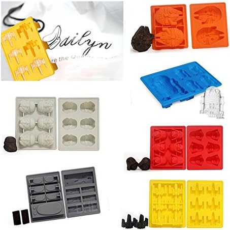 Bailyn Set of 6 Silicone mold Ice Cube trays for Chocolate Fondant Cookies Baking candy mold bpa free for Star Wars lovers Death Star