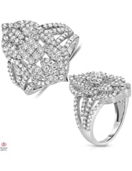 Lovely and Worm1 3/4CTTW Diamond Cluster Fashion Ring 14K White Gold