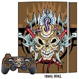 Skin Decal Cover for Playstation 3 Console + two PS3 Controllers - Tribal Skull