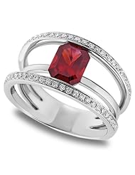 1.87 Ct. Garnet & Diamond 18k White Gold Ring (518266)