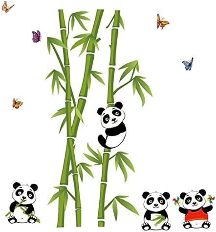 Outtop Home Decor Mural Vinyl Wall Sticker Removable Cute Panda Eating Bamboo Nursery Room Wall Art Decal Paper