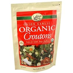 Edward & Sons Organic Croutons, Onion Garlic, 5.25-Ounce Packs (Pack of 6)