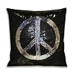 Thro by Marlo Lorenz 4159 All Over Sequin Peace Sign 16 by 16-Inch Pillow, Black Silver