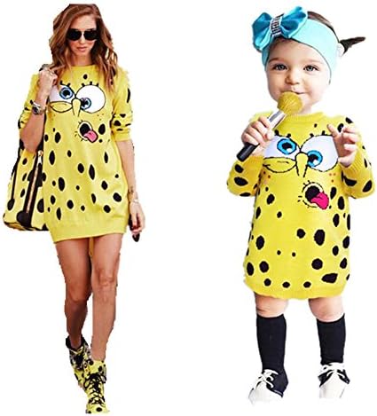 Mother Daughter Sweater Family Matching Dress Coat Crochet Spring Autumn Clothes (Daughter 3T)