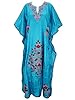 Bohemian Silk Kaftan Kashmiri Embroidered Turquoise Caftan Lounger Dress Kimono Kaftan Xl