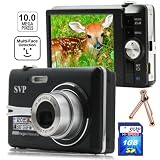 SVP Slim Xthinn-A10 Black 10MP 3x Optical Zoom 3 LCD ISO 1000 Digital Camera (SVP 1GB High Speed SD Card & Tripod Included)
